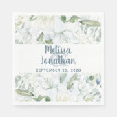 Romantische waterverf witte bloemen bruiloft servet (Voorkant)