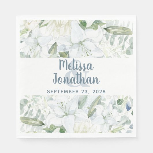 Romantische waterverf witte bloemen bruiloft servet (Voorkant)