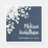 Romantische waterverf witte bloemen bruiloft servet (Voorkant)