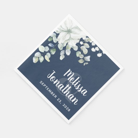 Romantische waterverf witte bloemen bruiloft servet (Hoek)