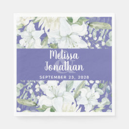 Romantische waterverf witte bloemen bruiloft servet