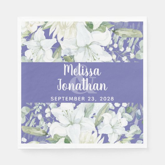 Romantische waterverf witte bloemen bruiloft servet (Voorkant)