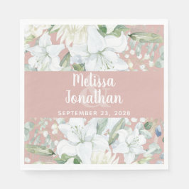 Romantische waterverf witte bloemen bruiloft servet