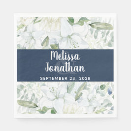 Romantische waterverf witte bloemen bruiloft servet