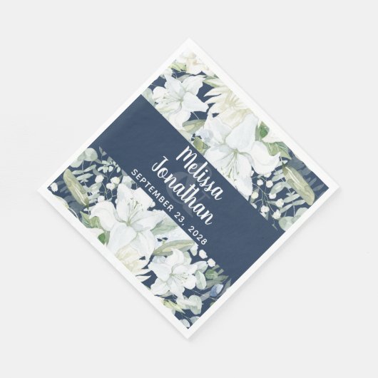 Romantische waterverf witte bloemen bruiloft servet (Hoek)