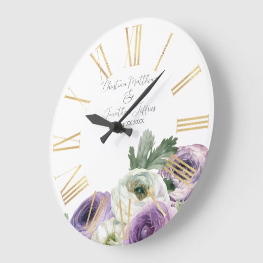 Romantische Waterverf Witte en Paarse Ranunculus Grote Klok (Hoek)