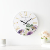 Romantische Waterverf Witte en Paarse Ranunculus Grote Klok (Huis)
