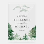 Romantische Waterverf Woodland bruiloft welkom Acryl Bord (Voorkant)