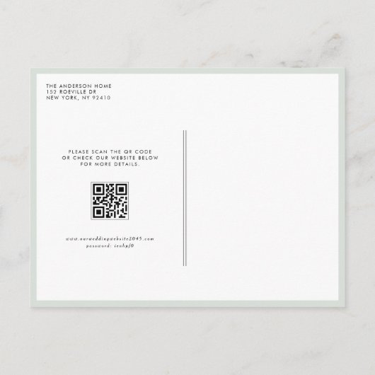 Romantische Waterverf Woodland QR Code Huwelijk Uitnodiging Briefkaart (Achterkant)