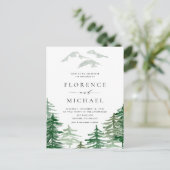 Romantische Waterverf Woodland QR Code Huwelijk Uitnodiging Briefkaart (Staand voorkant)