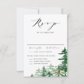 Romantische Waterverf Woodland Winterbruiloft RSVP Kaartje (Voorkant)