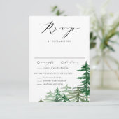 Romantische Waterverf Woodland Winterbruiloft RSVP Kaartje (Staand voorkant)