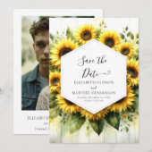 Romantische Waterverf Zonnebloem bruiloft Save The Date (Voorkant / Achterkant)