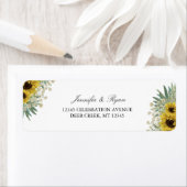 Romantische Waterverf zonnebloem Etiket (Insitu)