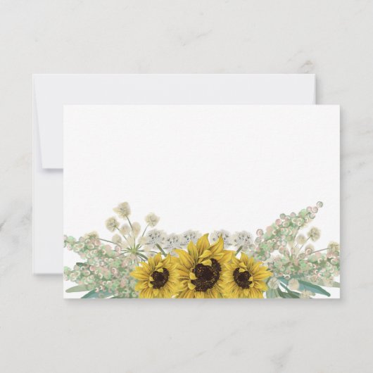 Romantische Waterverf zonnebloem RSVP Kaartje (Achterkant)