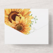 Romantische Waterverf Zonnebloemen All In One Uitnodiging (Achterkant)