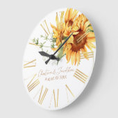 Romantische Waterverf Zonnebloemen Grote Klok (Hoek)