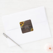 Romantische Waterverf Zonnebloemen Hout Baptisme Vierkante Sticker (Envelop)