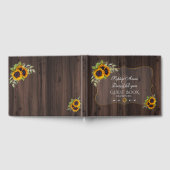 Romantische Waterverf Zonnebloemen Hout Weddenscha Gastenboek (Volledig)