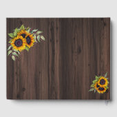 Romantische Waterverf Zonnebloemen Hout Weddenscha Gastenboek (Achterkant)