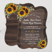 Romantische Waterverf Zonnebloemen Hout Weddenscha Kaart (Voorkant / Achterkant)