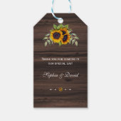 Romantische waterverf zonnebloemen houten bruiloft cadeaulabel (Voorkant)