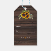 Romantische waterverf zonnebloemen houten bruiloft cadeaulabel (Achterkant)