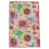 Romantische Waterverf Zonnebloemen Medium Cadeauzakje (Voorkant)