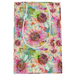 Romantische Waterverf Zonnebloemen Medium Cadeauzakje