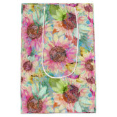 Romantische Waterverf Zonnebloemen Medium Cadeauzakje (Achterkant)