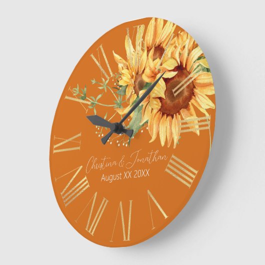 Romantische Waterverf Zonnebloemen op verbrand Sin Grote Klok (Hoek)