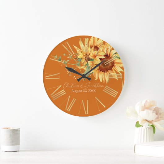 Romantische Waterverf Zonnebloemen op verbrand Sin Grote Klok (Huis)