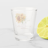 Romantische Waterverf Zonnebloemen Shot Glas (Achterkant)