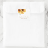 Romantische waterverf zonnebloemen vierkante sticker (Tas)