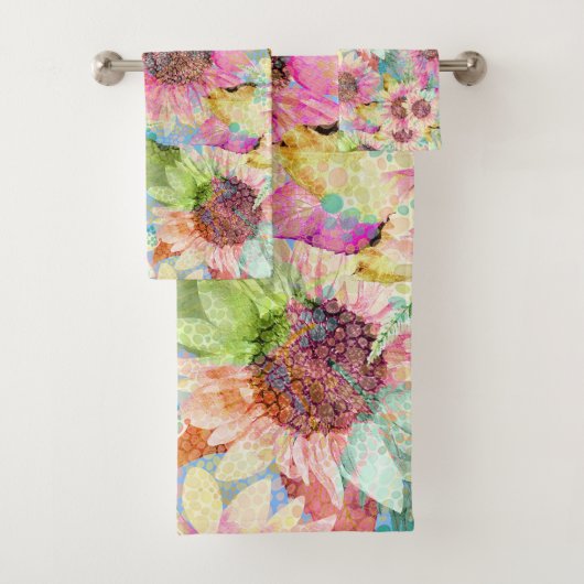 Romantische Waterverf Zonnebloempatroon Bad Handdoek (Insitu)
