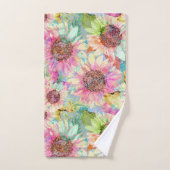 Romantische Waterverf Zonnebloempatroon Bad Handdoek (Handdoek)