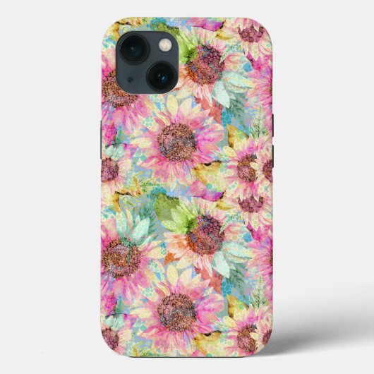 Romantische Waterverf Zonnebloempatroon Case-Mate iPhone Case (Achterkant)