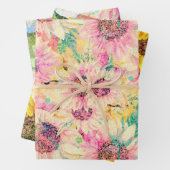 Romantische Waterverf Zonnebloempatroon Inpakpapier Vel (In situ)