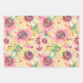 Romantische Waterverf Zonnebloempatroon Inpakpapier Vel (Voorkant)