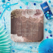 Romantische waterverfrozen op roestige houten trou papieren bordje (Feest)