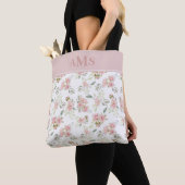 Romantische waterverfrozen | Roze monogram Tote Bag (Dichtbij)