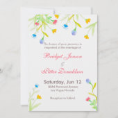 Romantische Waterverven Kleurrijke Bloemen Bruilof Kaart (Voorkant)