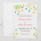 Romantische Waterverven Kleurrijke Bloemen Bruilof Kaart (Voorkant / Achterkant)