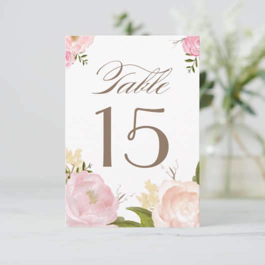 Romantische Watervlactbloemen Tafel Nummers Kaart (Staand voorkant)