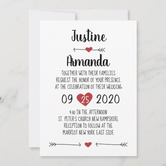 ROMANTISCHE WEDDING INVITATION KAART (Voorkant)