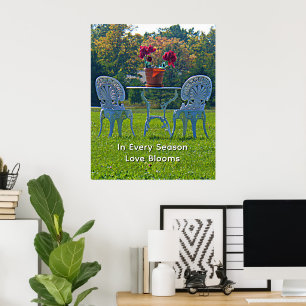 Romantische Weide van Liefdestuin Tafel Bloemen Poster