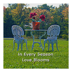 Romantische Weide van Liefdestuin Tafel Bloemen Wa Perfect Poster