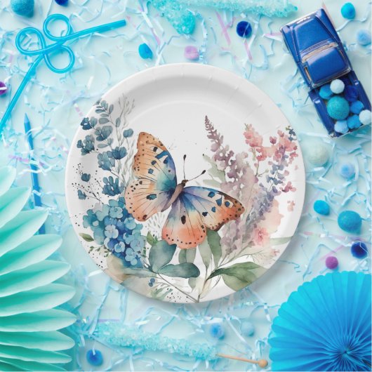 Romantische weide vlinder papieren bordje (Feest)