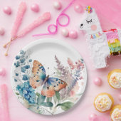 Romantische weide vlinder papieren bordje (Feest)