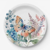 Romantische weide vlinder papieren bordje (Voorkant)
